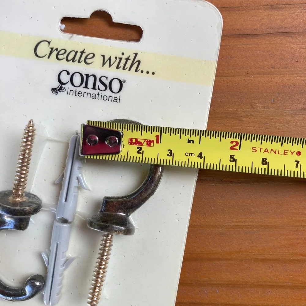 NWT 100% Brass C Hooks 2 Packs of 2, Made in India